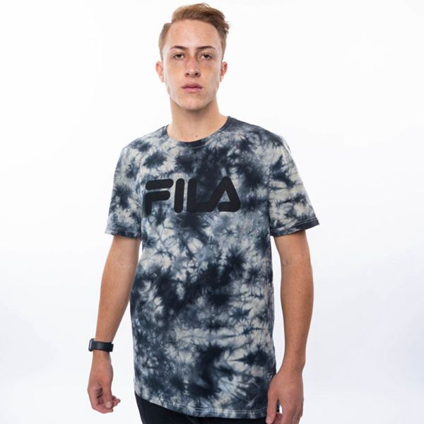 Fila Mono Deckle Tie Dye Men's T-Shirts - White/Grey/Black,NZ 12-84012